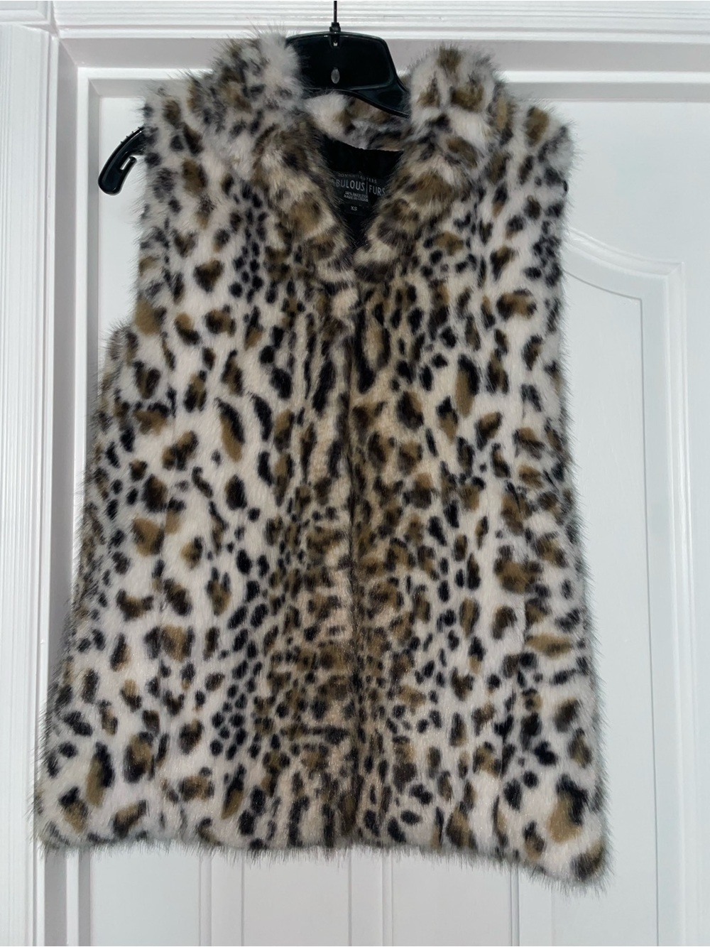 Donna Salyers Fabulous Furs Leopard Faux Fur Vest Size XS NWOT